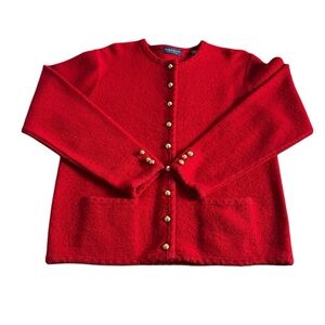 Karen Scott Red Button-Front Knit Cardigan